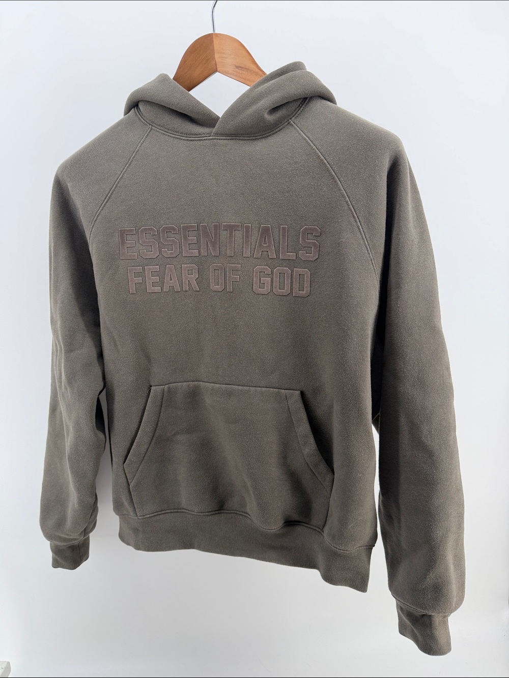 Fear of God Essentials Olive Green Pullover Hoodie